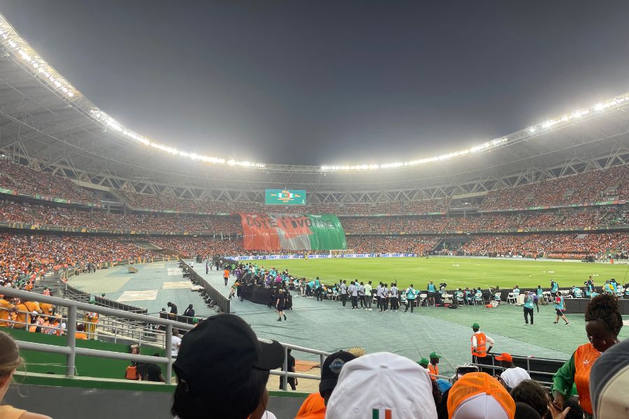 A sea of orange in the stadium in Abidjan, Côte d'Ivoire during the final match of AFCON 2024