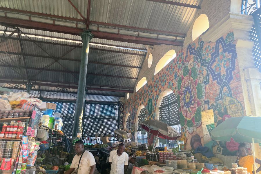 Mombasa Market in Old Town Mombasa is filled with spices, fruits, vegetables, and other wares