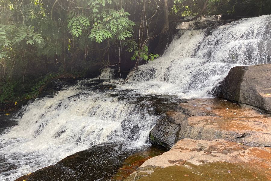 The waterfalls towards the end of the Dent de Man hike are the perfect place to cool off and rest your legs